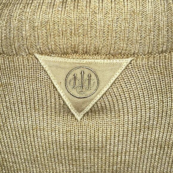 Beretta Sweater Pullover Mock Neck 1/4 Zip Mens Large Wool Blend Camel Color - Picture 5 of 11